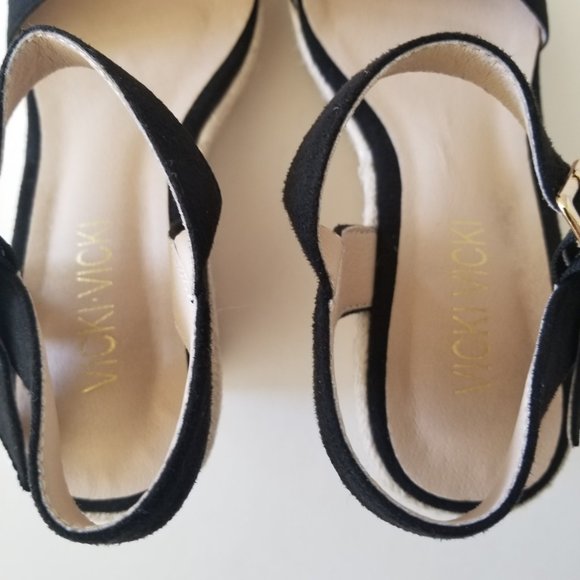 Vicki Vicki Black Platform Espadrille Wedge Sandals  size 7.5  NWOT - Picture 8 of 12